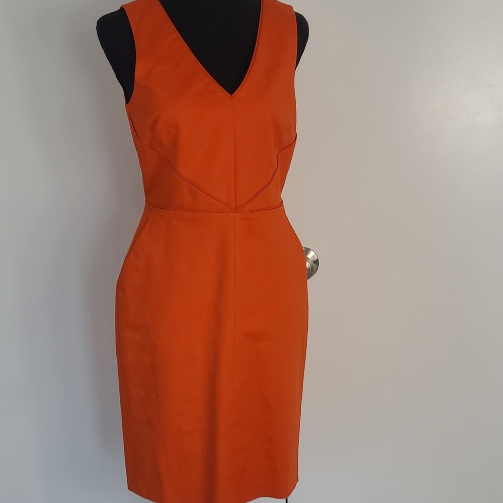 Elegant Orange Sleeveless Dress